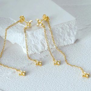 Four Leaf Long Chain Earrings